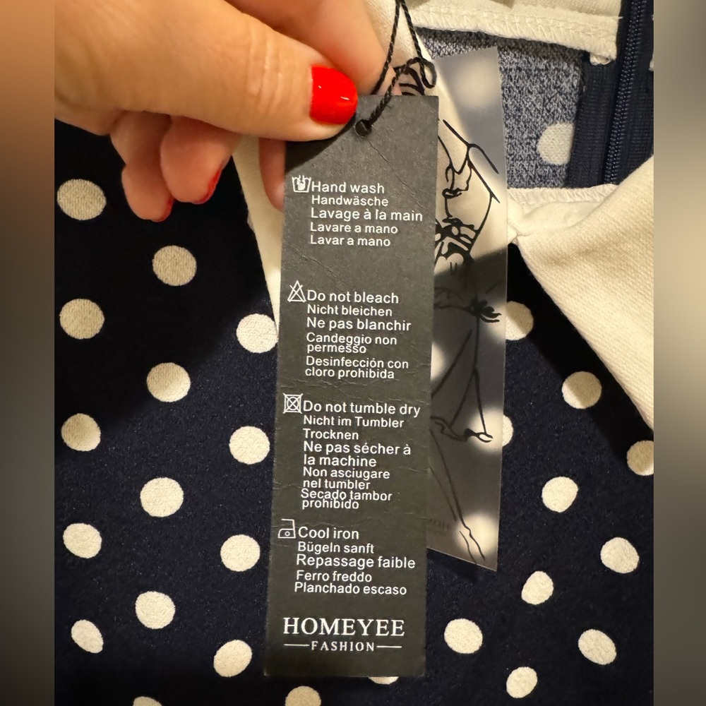 Homeyee navy and white polka dot dress. NWT - Picture 8 of 8